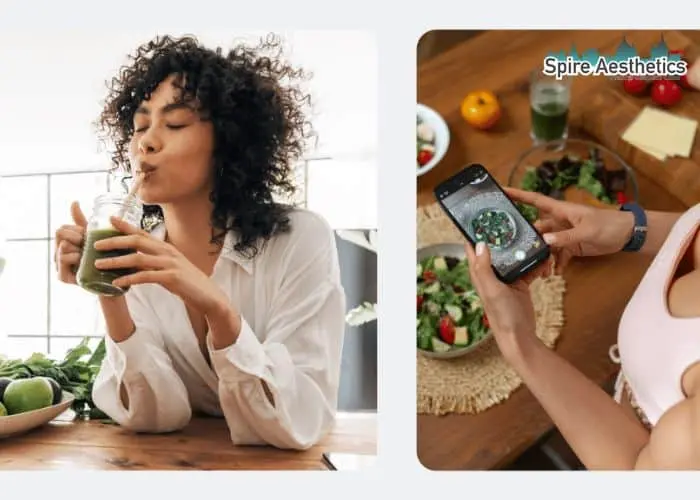 Image of woman looking into her diet and fat freezing Wales to improve her health